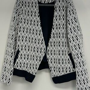 NY Collection Monochrome black and white Diamond Pattern Blazer size large